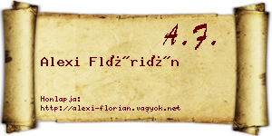 Alexi Flórián névjegykártya